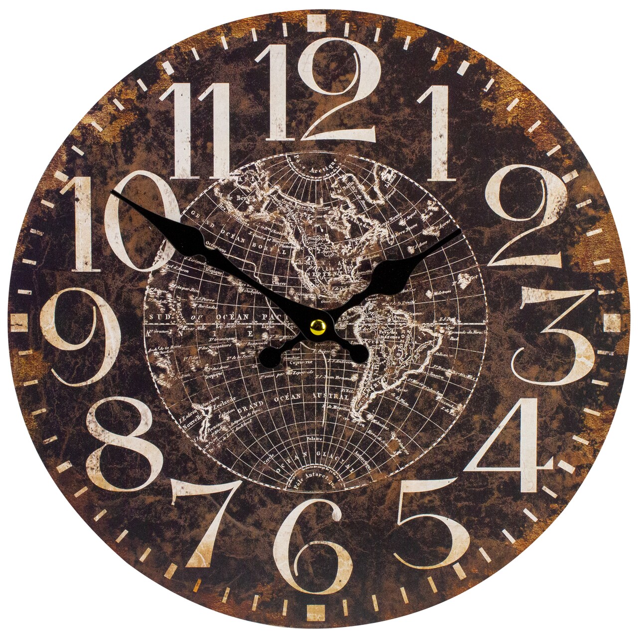 Northlight 12" Battery Operated Round Wall Clock with World Globe Design